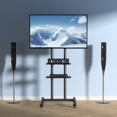 Mobile TV Stand Mobile TV Cart for 32 to 70 inch TVs Height Adjustable