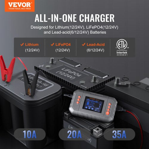 Smart Battery Charger 35Amp Lithium LiFePO4 LeadAcid AGM Gel SLA