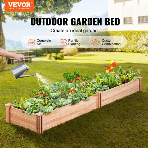 Raised Garden Bed 79 x 2 x 0.8 ft Wooden Planter Box Outdoor Planting