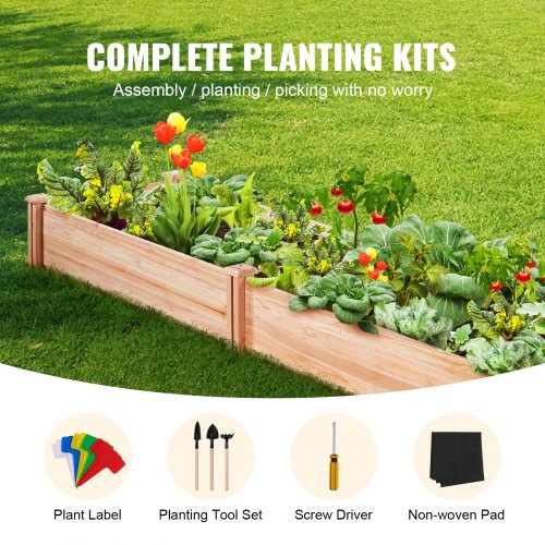 Raised Garden Bed 79 x 2 x 0.8 ft Wooden Planter Box Outdoor Planting