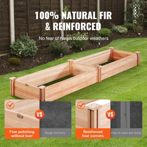 Raised Garden Bed 79 x 2 x 0.8 ft Wooden Planter Box Outdoor Planting