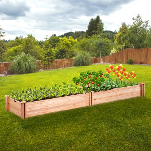 Raised Garden Bed 79 x 2 x 0.8 ft Wooden Planter Box Outdoor Planting