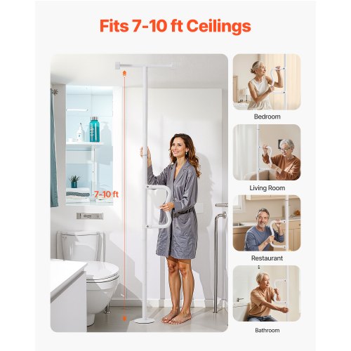 FloortoCeiling Transfer Pole Tension Mounted Bathroom Grab Bar with AntiSlip