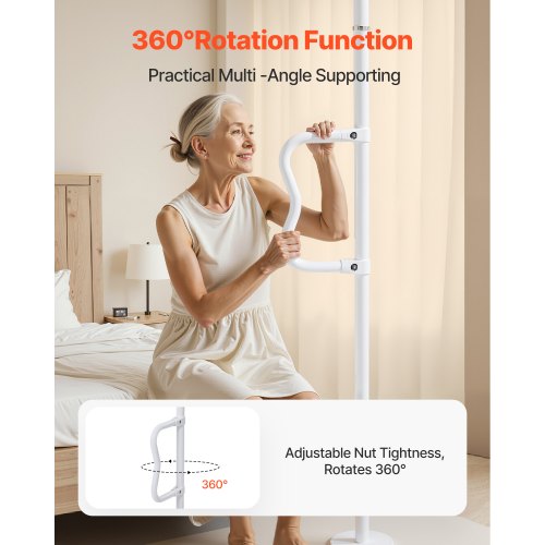 FloortoCeiling Transfer Pole Tension Mounted Bathroom Grab Bar with AntiSlip