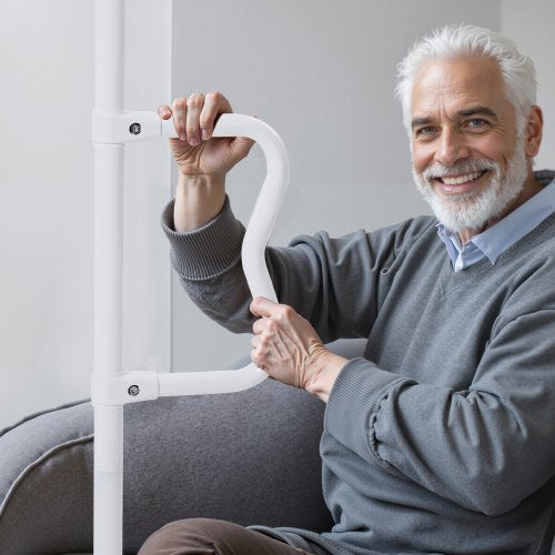 FloortoCeiling Transfer Pole Tension Mounted Bathroom Grab Bar with AntiSlip