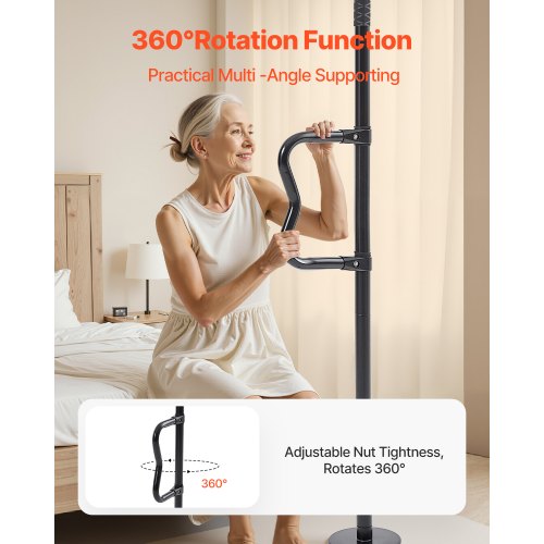 FloortoCeiling Transfer Pole Tension Mounted Bathroom Grab Bar with AntiSlip