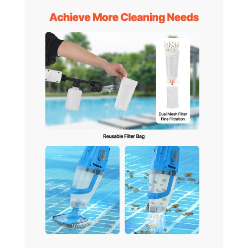 Pool Vacuum 26 GPM Handheld Cordless Hot Tub Vacuum with Extension Pole