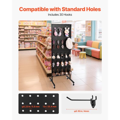 Standing Pegboard Display 236 x 63 in Pegboard Display Stand with Swivel