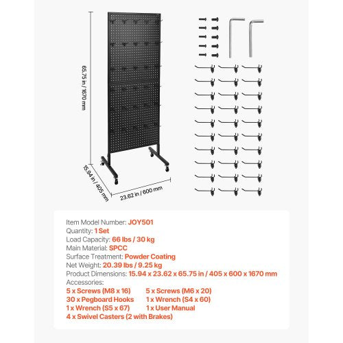 Standing Pegboard Display 236 x 63 in Pegboard Display Stand with Swivel