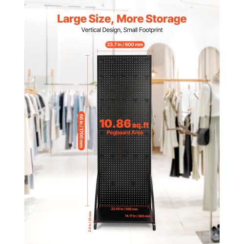 Standing Pegboard Display with Base Plate 237 x 66 in Pegboard Display