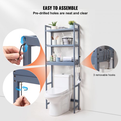 Over the Toilet Storage 3Tier Bathroom Shelf Rack Space Saver Organizer – 33 L