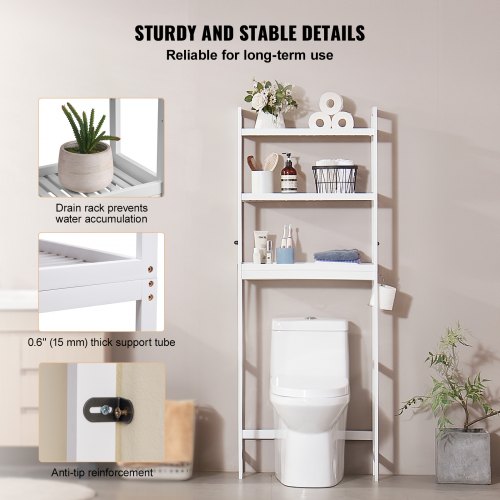 Over the Toilet Storage 3Tier Bathroom Shelf Rack Space Saver Organizer – 33 L