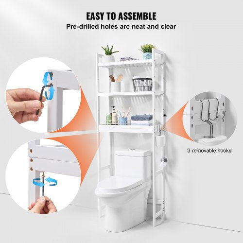 Over the Toilet Storage 3Tier Bathroom Shelf Rack Space Saver Organizer – 33 L