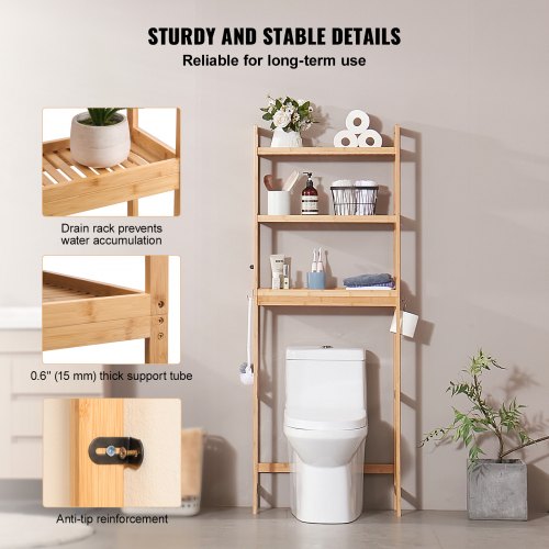 Over the Toilet Storage 3Tier Bathroom Shelf Rack Space Saver Organizer – 33 L