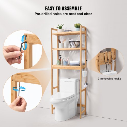 Over the Toilet Storage 3Tier Bathroom Shelf Rack Space Saver Organizer – 33 L