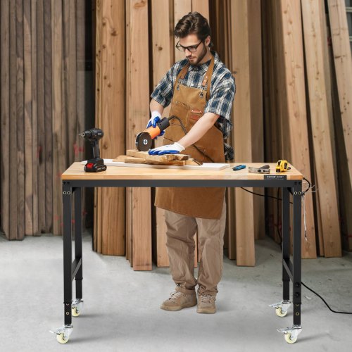 48Inch Adjustable Workbench 2000 lbs Load Work Bench with Power Outlet