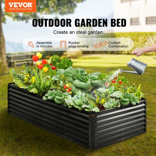 Raised Garden Bed 8 x 4 x 2 ft Galvanized Metal Planter Box Outdoor