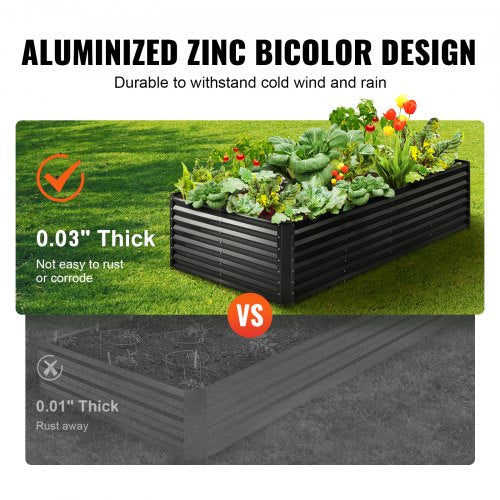 Raised Garden Bed 8 x 4 x 2 ft Galvanized Metal Planter Box Outdoor