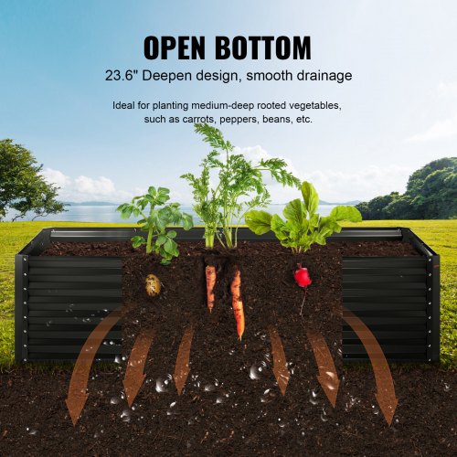 Raised Garden Bed 8 x 4 x 2 ft Galvanized Metal Planter Box Outdoor