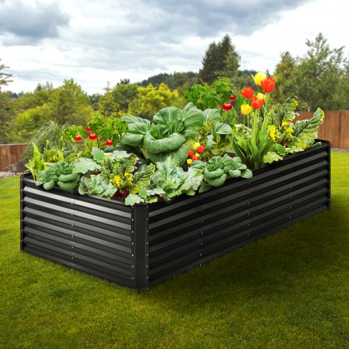 Raised Garden Bed 8 x 4 x 2 ft Galvanized Metal Planter Box Outdoor