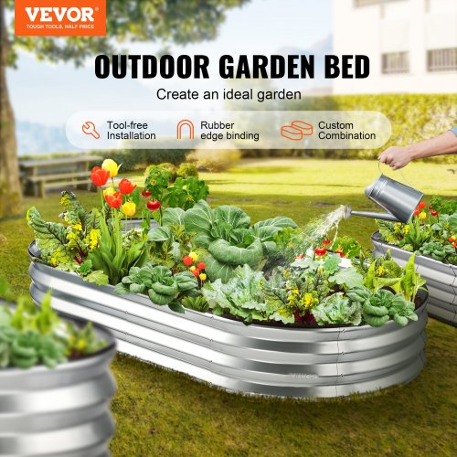 Raised Garden Bed 6 x 3 x 0.9 ft Galvanized Metal Planter Box Outdoor
