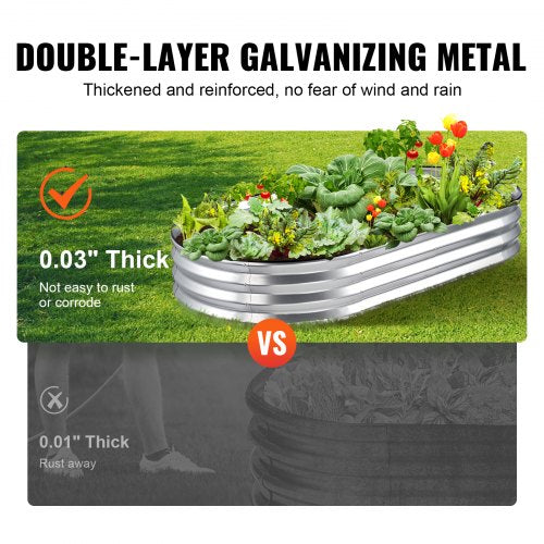 Raised Garden Bed 6 x 3 x 0.9 ft Galvanized Metal Planter Box Outdoor