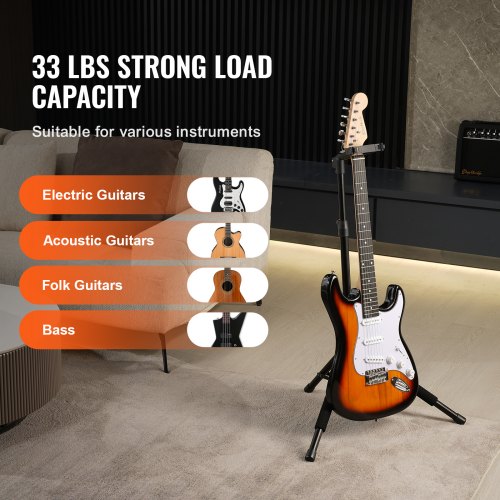 Tripod Guitar Stand 33 lbs15 kg Load Capacity FloorStanding Foldable