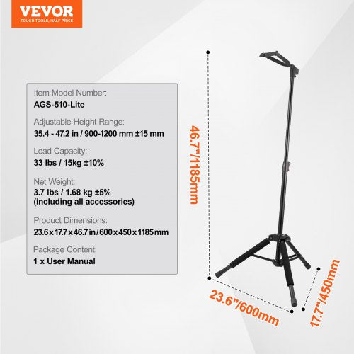 Tripod Guitar Stand 33 lbs15 kg Load Capacity FloorStanding Foldable