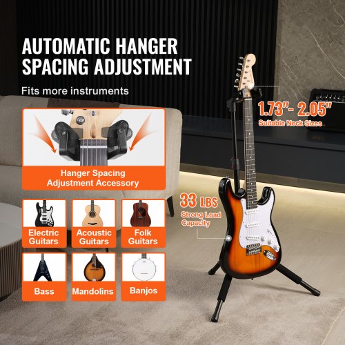 Tripod Guitar Stand 33 lbs15 kg Load Capacity FloorStanding Foldable