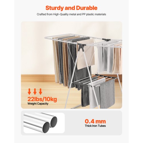 Clothes Drying Rack 2Tier Foldable Laundry Dryer Rack with Sock Clips 21