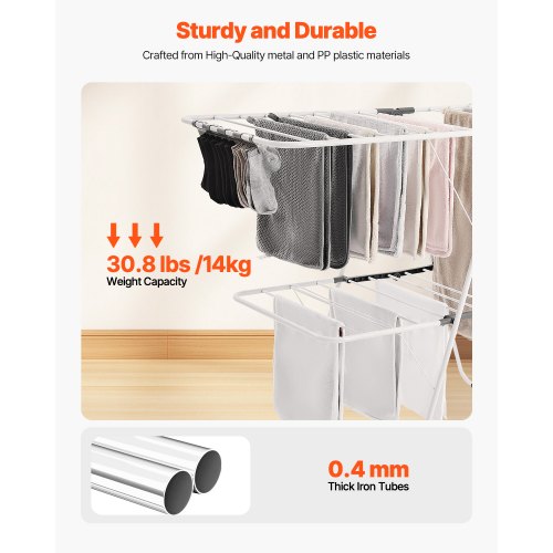 Clothes Drying Rack 2Tier Foldable Laundry Dryer Rack with Sock Clips 31