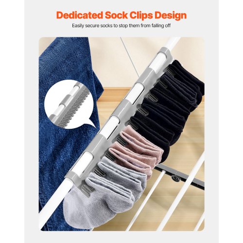 Clothes Drying Rack 2Tier Foldable Laundry Dryer Rack with Sock Clips 31