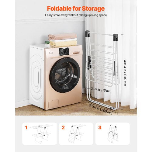Clothes Drying Rack 2Tier Foldable Laundry Dryer Rack with Sock Clips 31