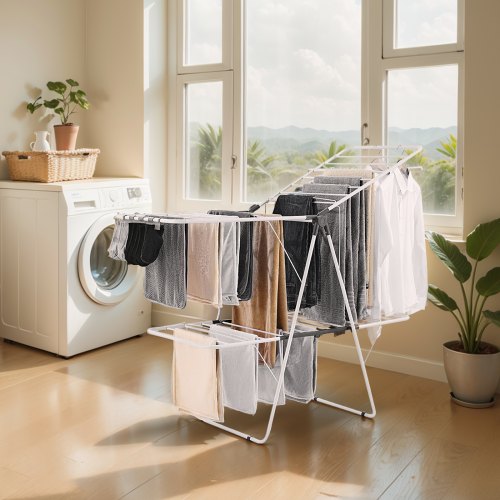Clothes Drying Rack 2Tier Foldable Laundry Dryer Rack with Sock Clips 31