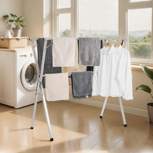 Clothes Drying Rack 2Tier Telescopic Laundry Dryer Rack Stainless Steel