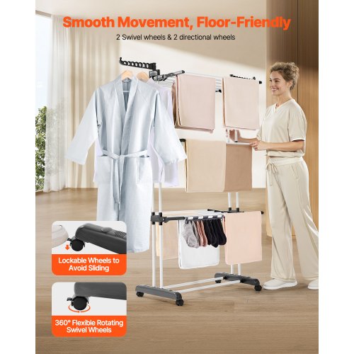 Clothes Drying Rack 4Tier Foldable Laundry Dryer Rack Metal Drying Racks