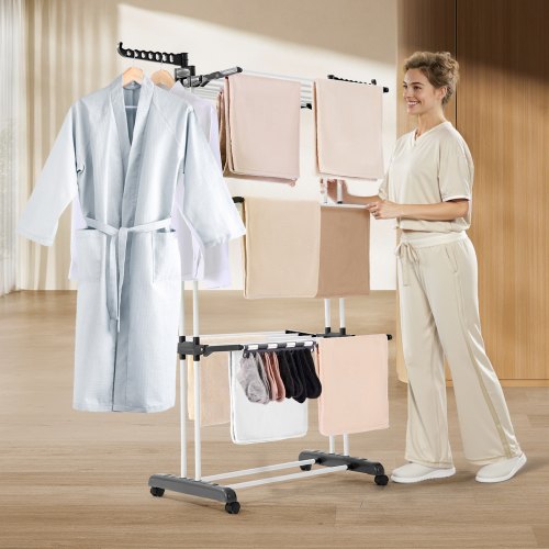 Clothes Drying Rack 4Tier Foldable Laundry Dryer Rack Metal Drying Racks