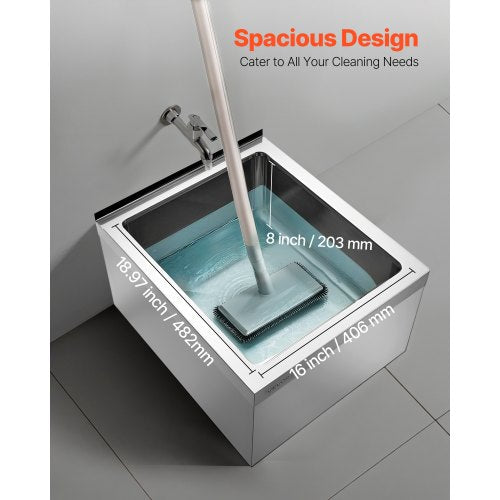 Stainless Steel Floor Mop Sink 22 x 19 x 12 in 304 Stainless Steel