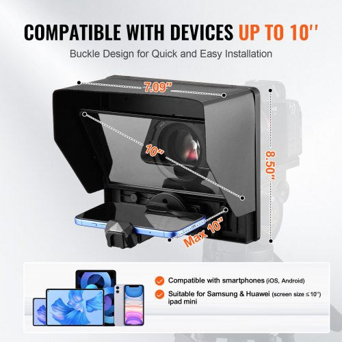 Teleprompter 10 Aluminum Alloy Desktop Prompter with Adjustable