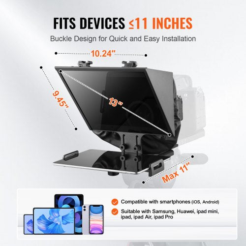 Teleprompter 13 Aluminum Alloy Floor Type with Adjustable Angle
