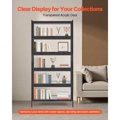 Display Cabinet with Acrylic Doors 68 in Tall 5Tier Curio Cabinet Natural