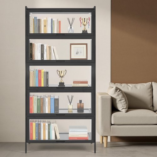 Display Cabinet with Acrylic Doors 68 in Tall 5Tier Curio Cabinet Natural