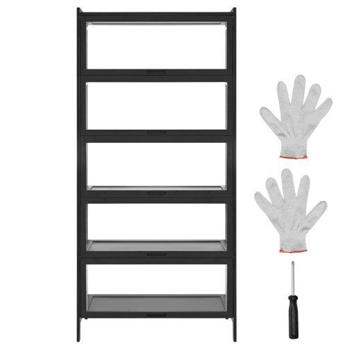 Display Cabinet with Acrylic Doors 68 in Tall 5Tier Curio Cabinet Natural