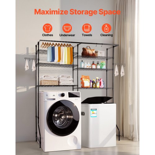 Over Washer and Dryer Storage Shelves 6 Tiers Laundry Room Drying Rack