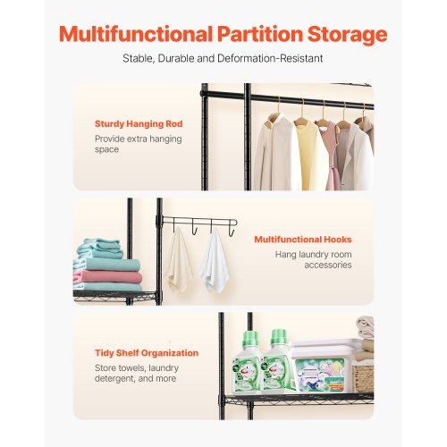 Over Washer and Dryer Storage Shelves 6 Tiers Laundry Room Drying Rack