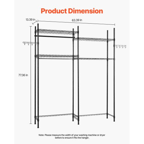 Over Washer and Dryer Storage Shelves 4 Tiers Laundry Room Drying Rack