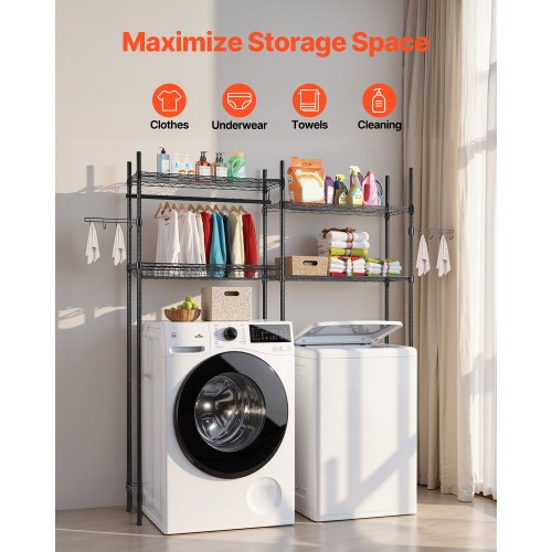 Over Washer and Dryer Storage Shelves 4 Tiers Laundry Room Drying Rack