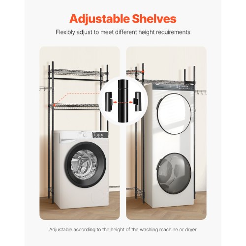 Over Washer and Dryer Storage Shelves 4 Tiers Laundry Room Drying Rack