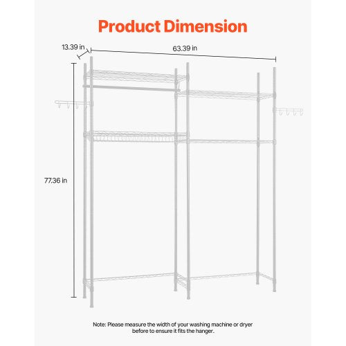 Over Washer and Dryer Storage Shelves 4 Tiers Laundry Room Drying Rack
