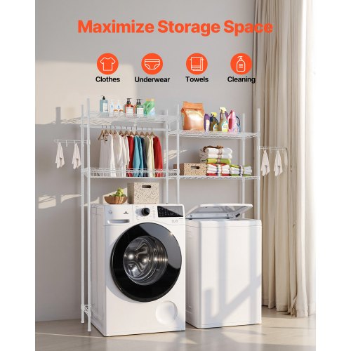 Over Washer and Dryer Storage Shelves 4 Tiers Laundry Room Drying Rack